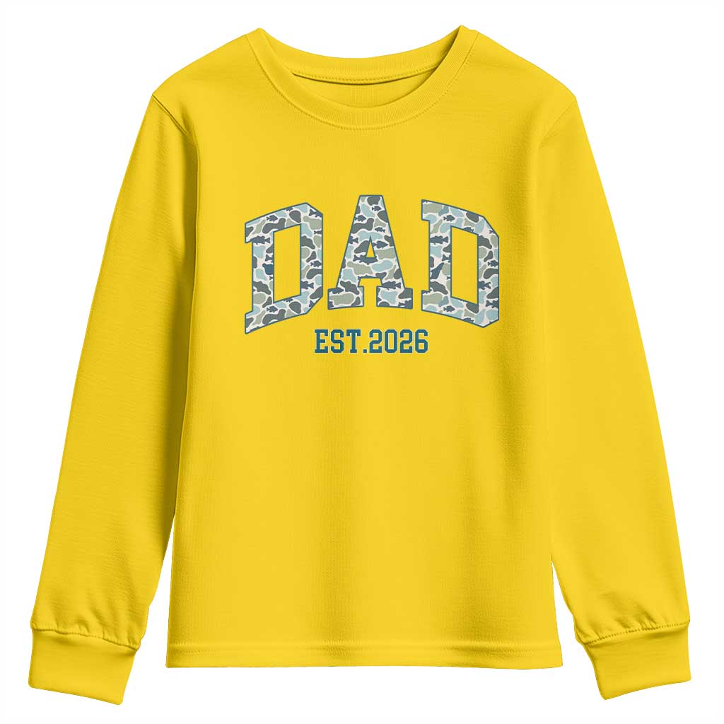 Promoted To Dad Est 2026 Youth Sweatshirt Camo Fishing New Dad Gift