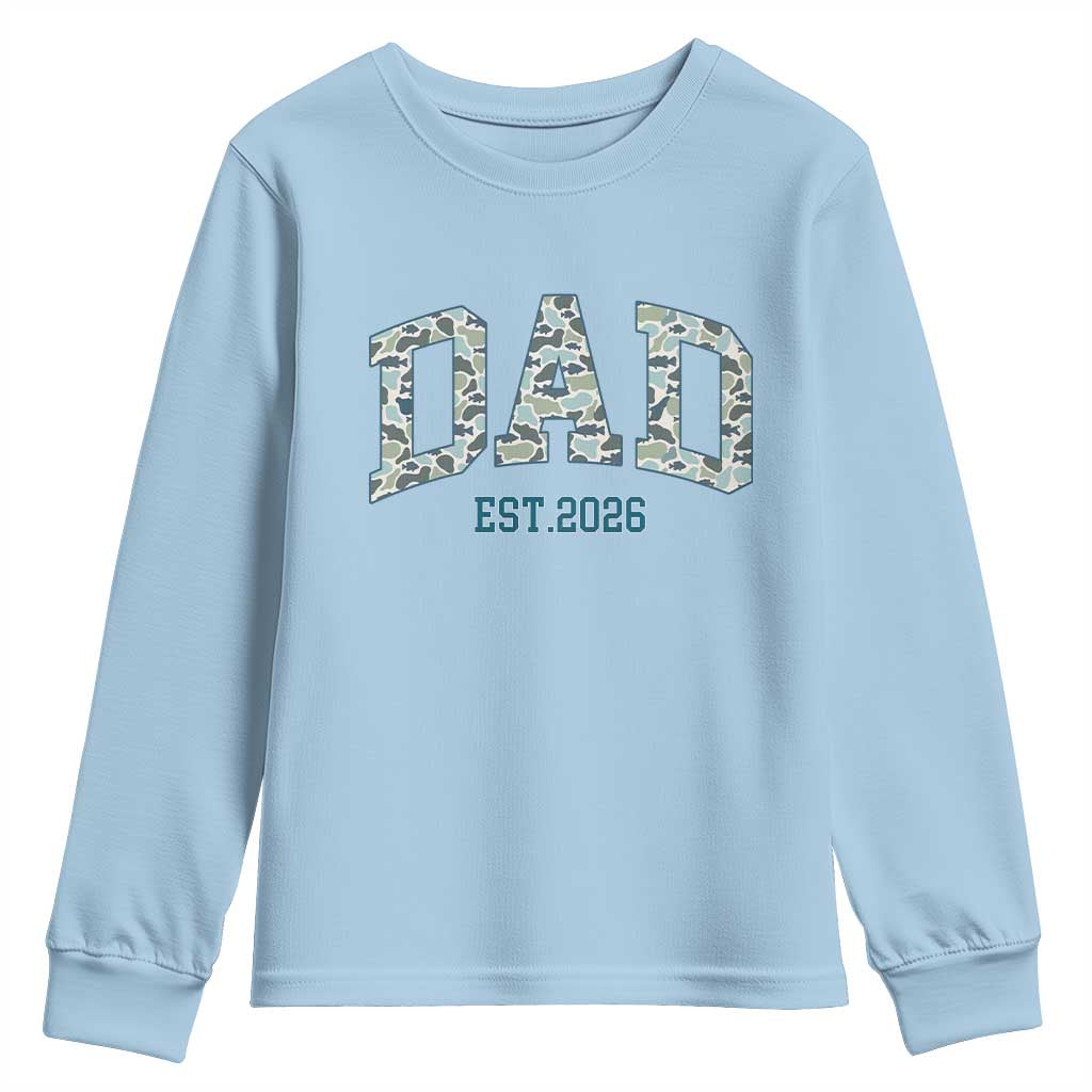 Promoted To Dad Est 2026 Youth Sweatshirt Camo Fishing New Dad Gift