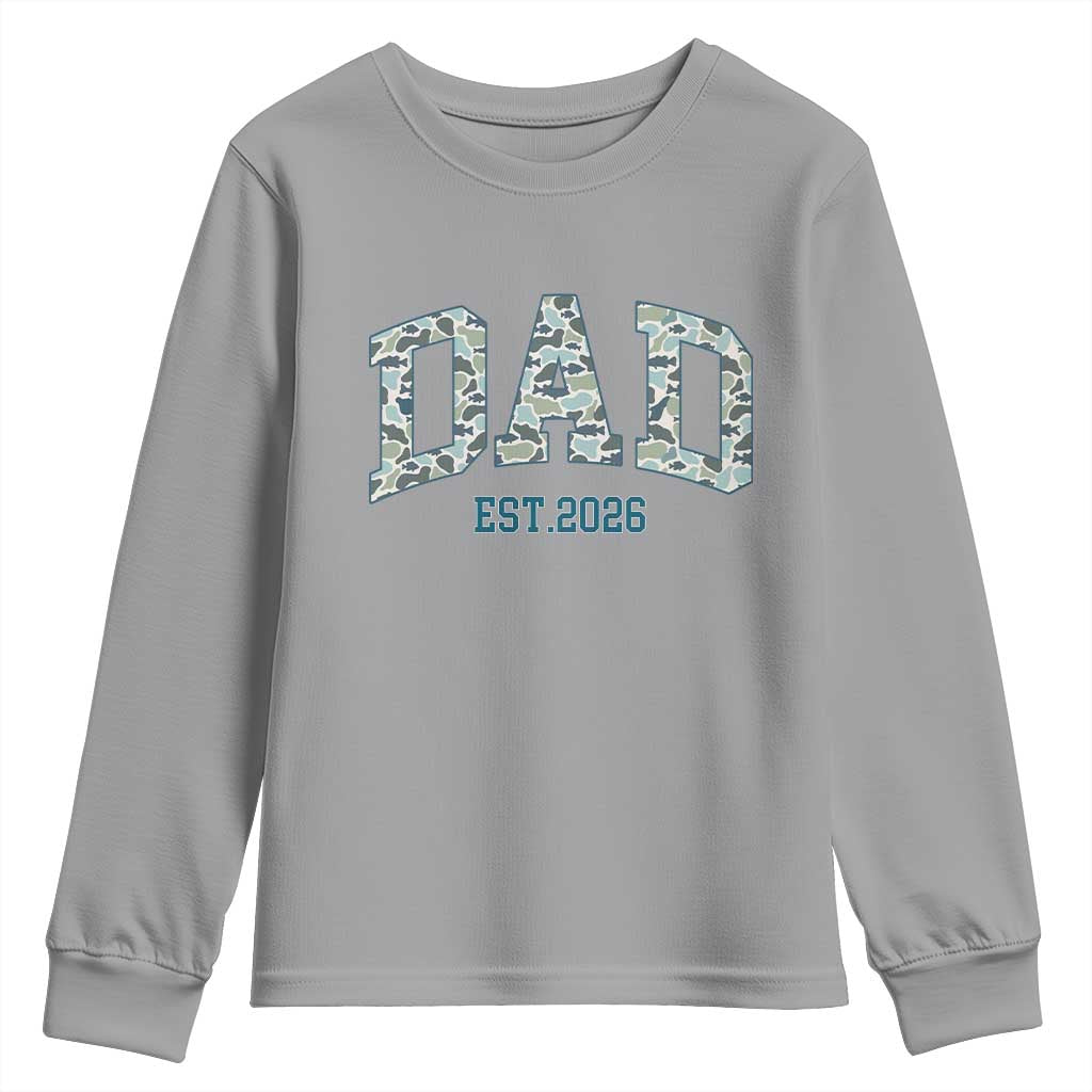 Promoted To Dad Est 2026 Youth Sweatshirt Camo Fishing New Dad Gift