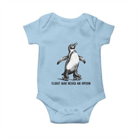 Flight Was Never An Option Baby Onesie Funny Penguin Roller Skates