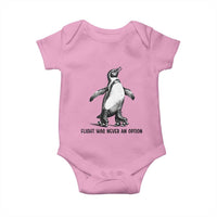 Flight Was Never An Option Baby Onesie Funny Penguin Roller Skates