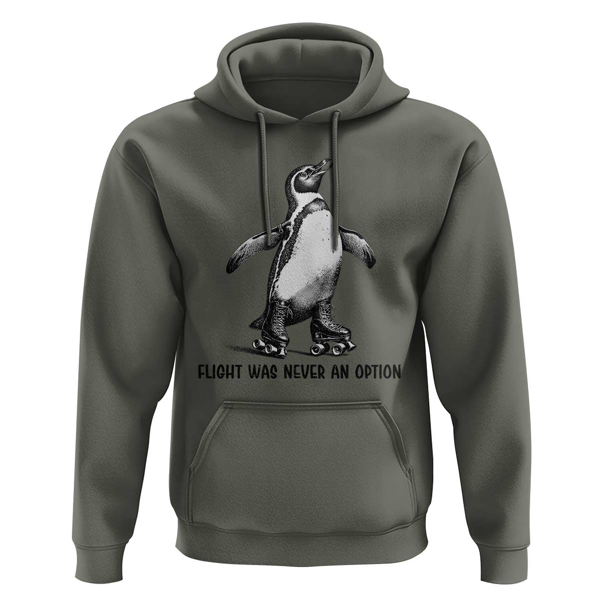 Flight Was Never An Option Hoodie Funny Penguin Roller Skates