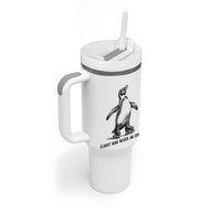 Flight Was Never An Option Tumbler With Handle Funny Penguin Roller Skates