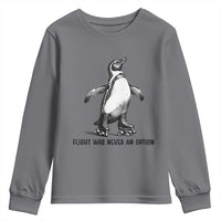 Flight Was Never An Option Youth Sweatshirt Funny Penguin Roller Skates