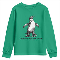 Flight Was Never An Option Youth Sweatshirt Funny Penguin Roller Skates