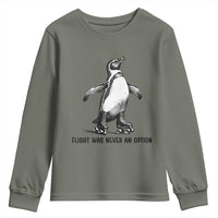 Flight Was Never An Option Youth Sweatshirt Funny Penguin Roller Skates