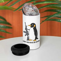 Funny Penguin Lover Gift 4 in 1 Can Cooler Tumbler Flight Was Never An Option