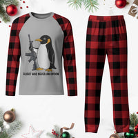Funny Penguin Lover Gift Plaid Pajama Set Flight Was Never An Option