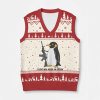 Funny Penguin Lover Gift V-Neck Knit Sweater Vest Flight Was Never An Option