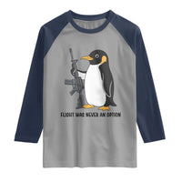 Funny Penguin Lover Gift Raglan Shirt Flight Was Never An Option