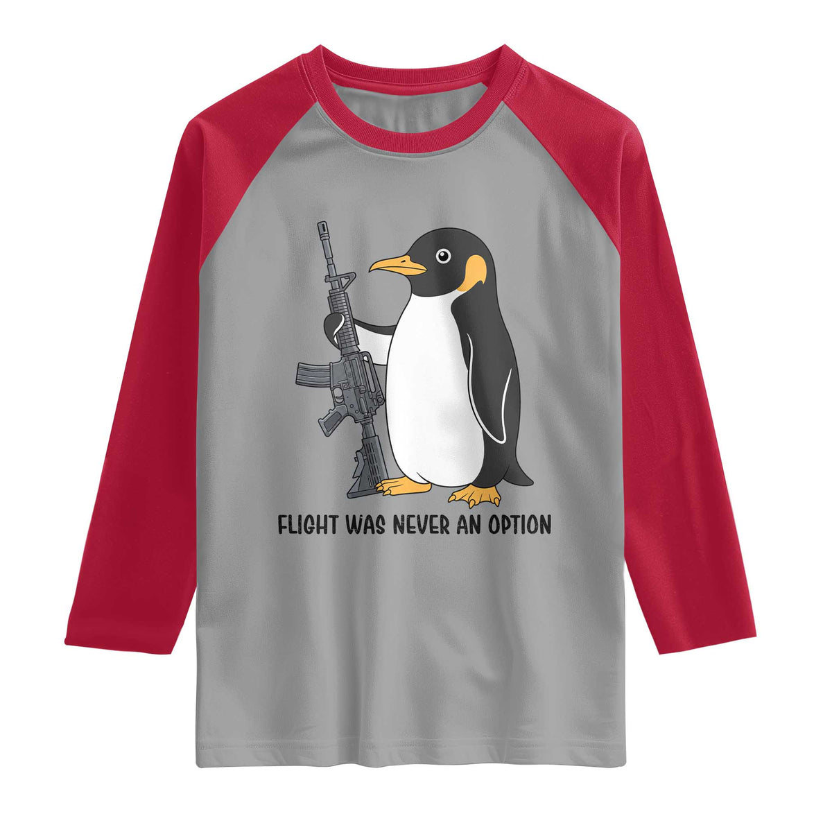 Funny Penguin Lover Gift Raglan Shirt Flight Was Never An Option