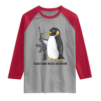 Funny Penguin Lover Gift Raglan Shirt Flight Was Never An Option