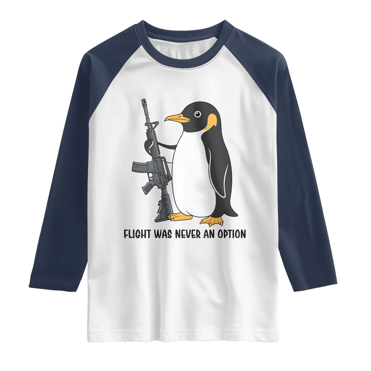 Funny Penguin Lover Gift Raglan Shirt Flight Was Never An Option