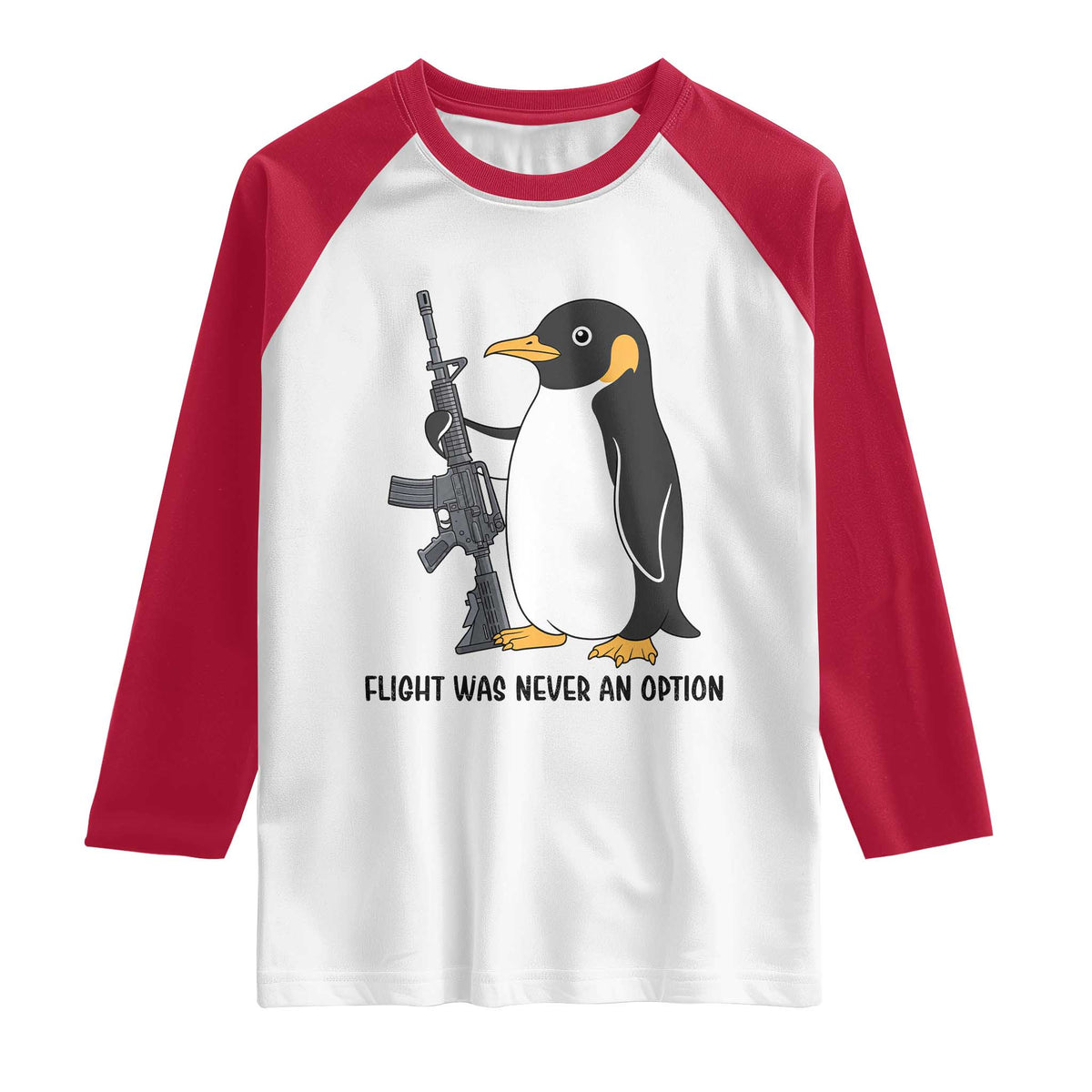 Funny Penguin Lover Gift Raglan Shirt Flight Was Never An Option