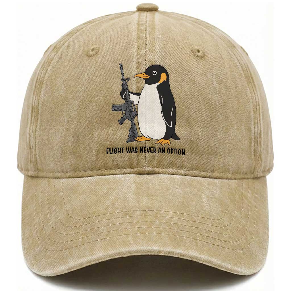 Funny Penguin Lover Gift Washed Cotton Baseball Cap Flight Was Never An Option