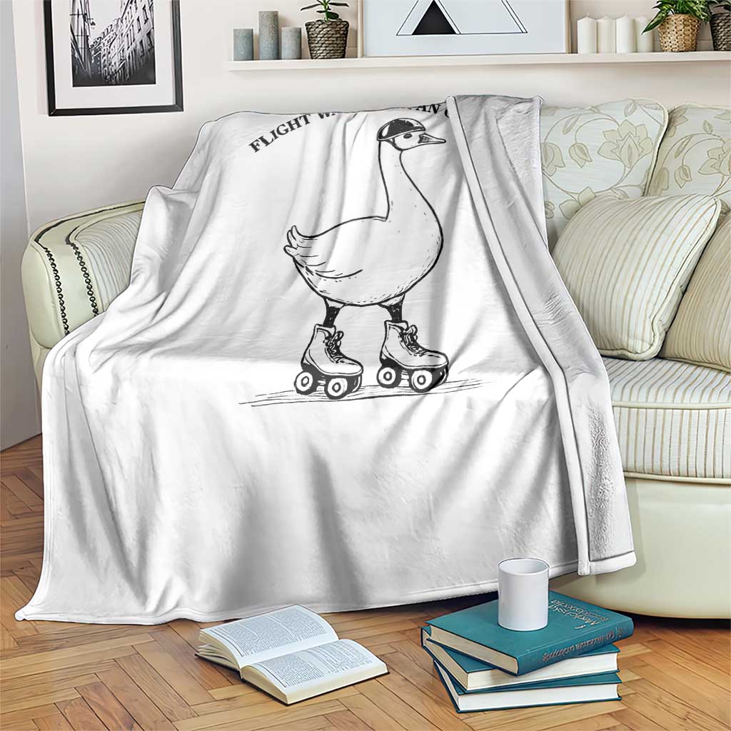 Funny Silly Goose Roller Skater Throw Blanket Flight Was Never An Option