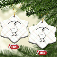 Funny Silly Goose Roller Skater Ceramic Ornament Flight Was Never An Option
