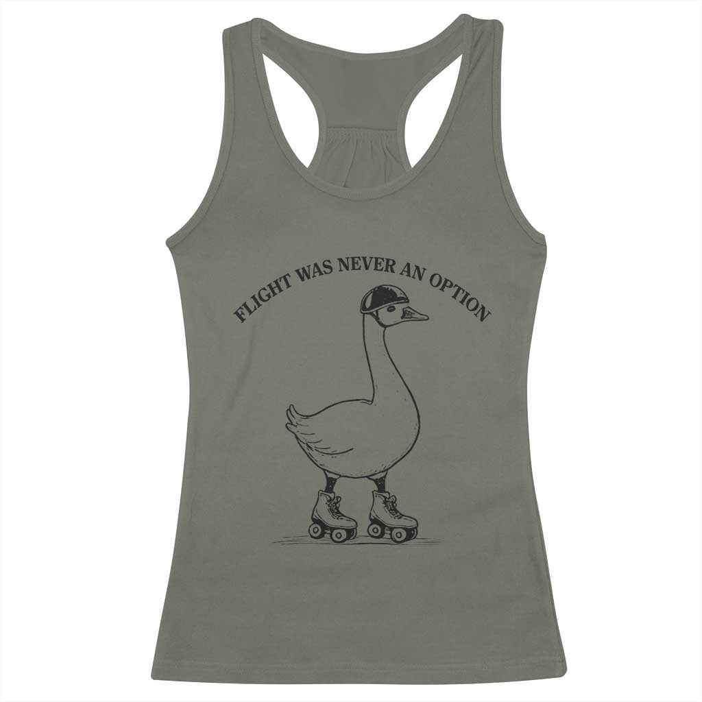 Funny Silly Goose Roller Skater Racerback Tank Top Flight Was Never An Option
