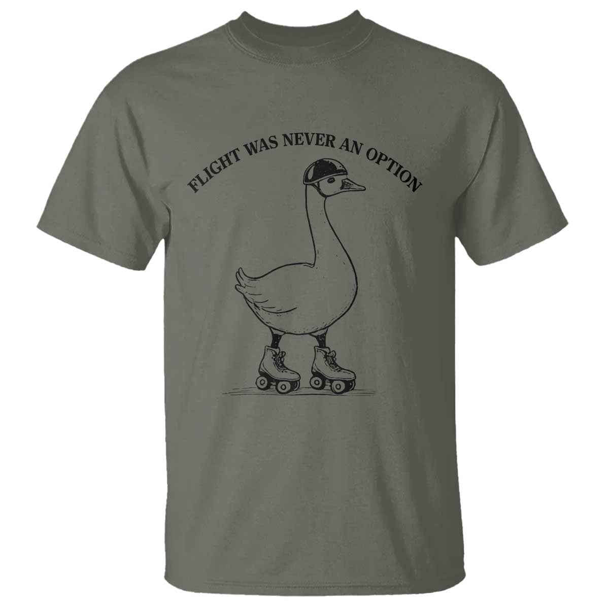 Funny Silly Goose Roller Skater T Shirt Flight Was Never An Option
