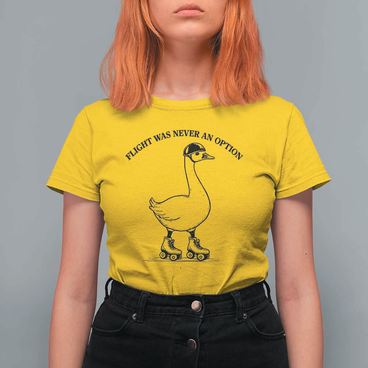 Funny Silly Goose Roller Skater T Shirt For Women Flight Was Never An Option