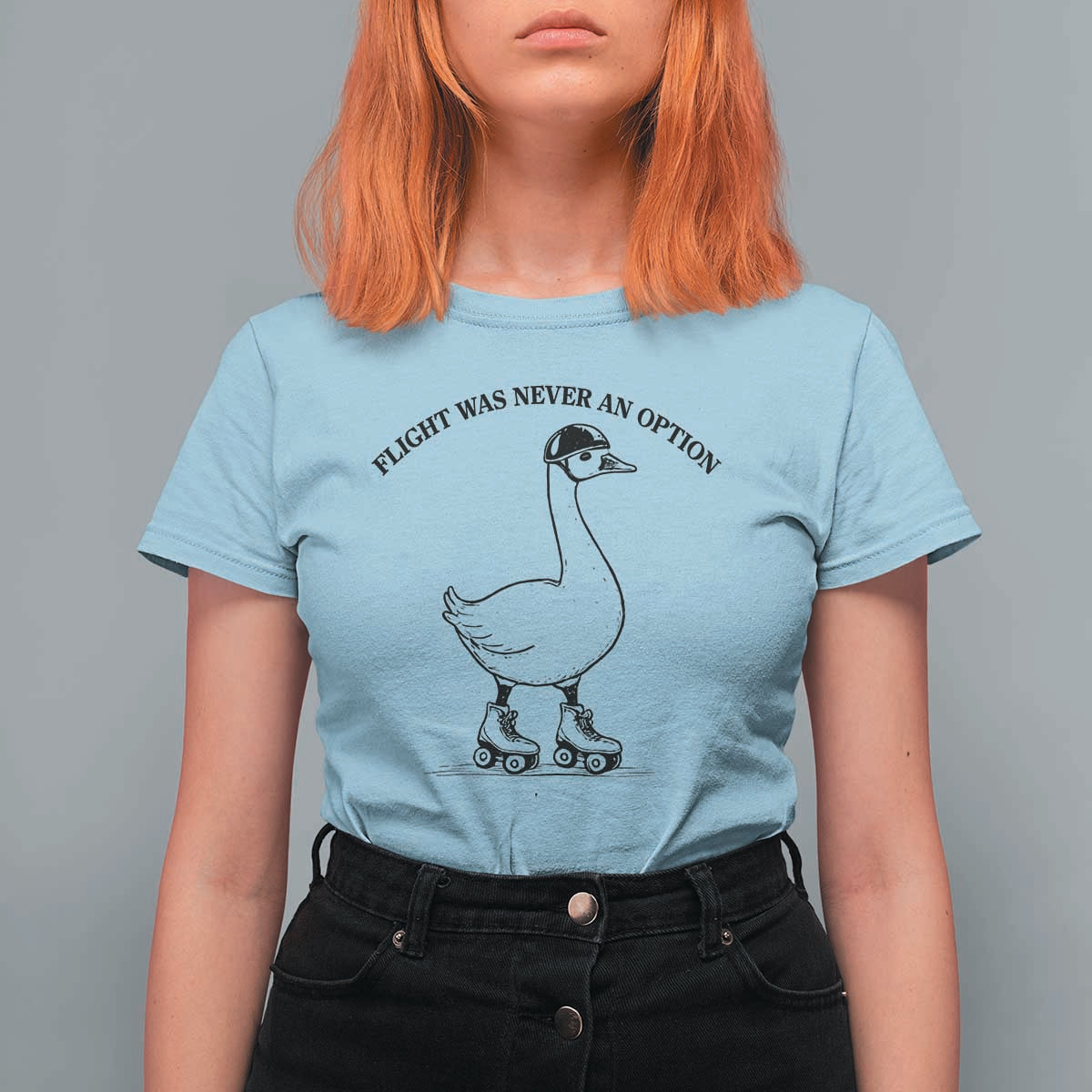 Funny Silly Goose Roller Skater T Shirt For Women Flight Was Never An Option