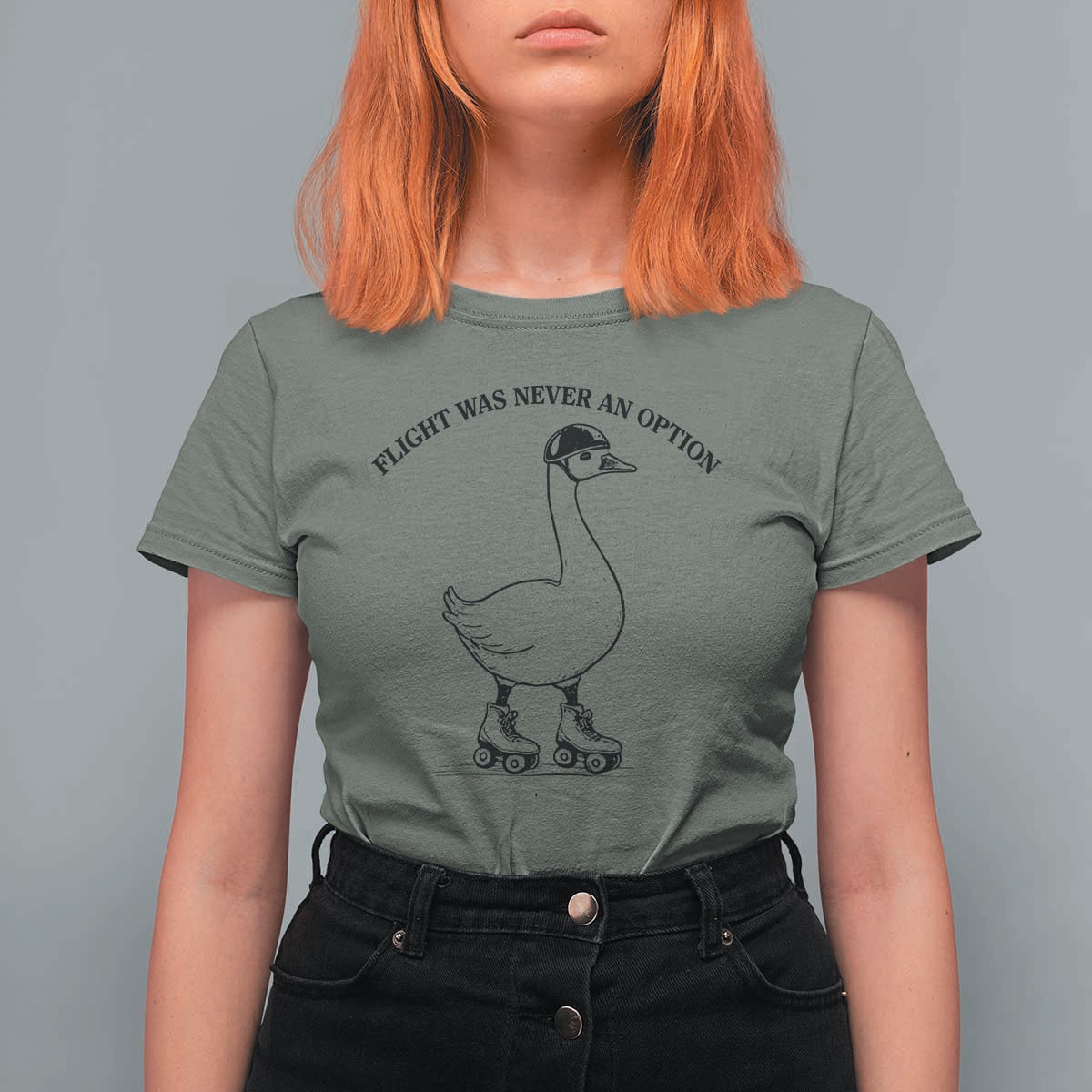 Funny Silly Goose Roller Skater T Shirt For Women Flight Was Never An Option