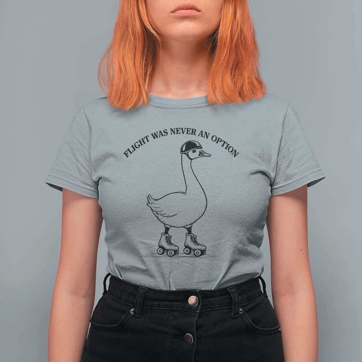 Funny Silly Goose Roller Skater T Shirt For Women Flight Was Never An Option