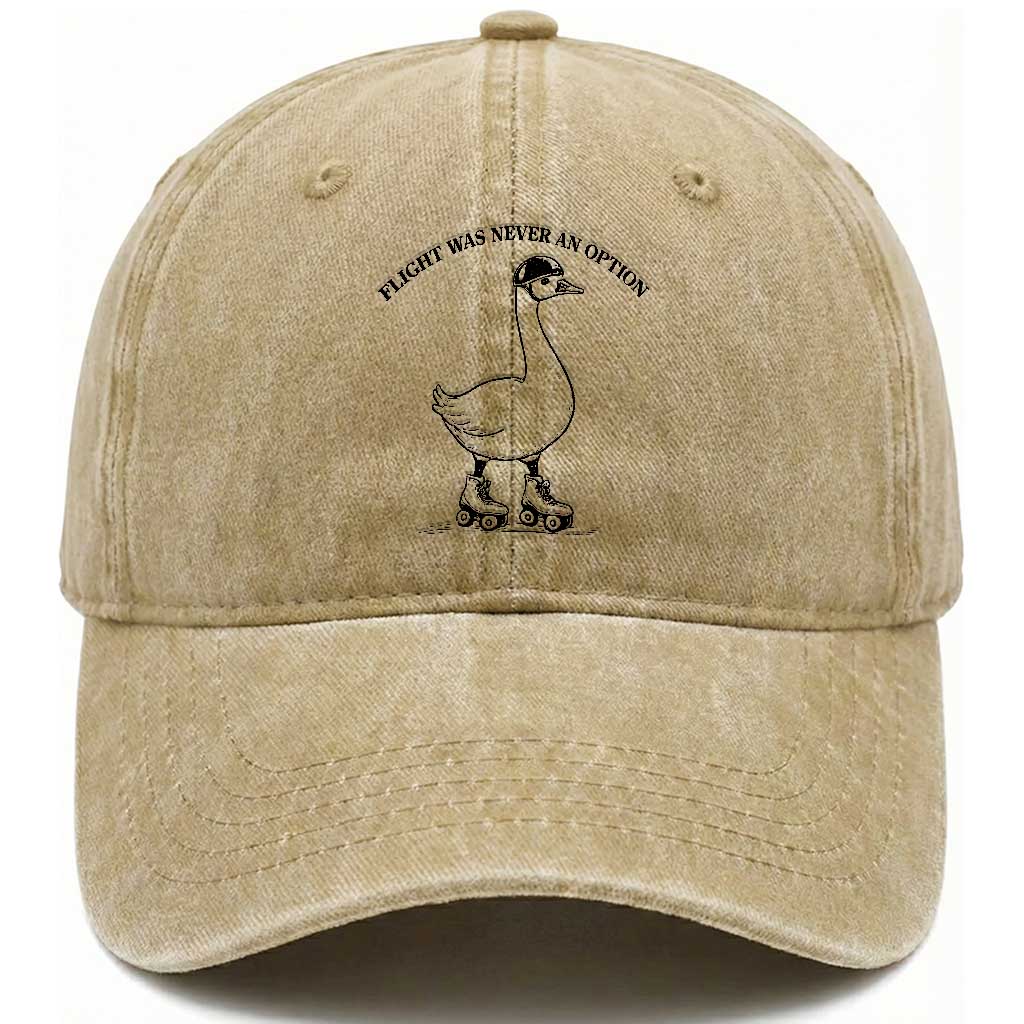 Funny Silly Goose Roller Skater Washed Cotton Baseball Cap Flight Was Never An Option