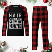 Funny Bald Men Gift Plaid Pajama Set Hair Would Only Slow Me Down