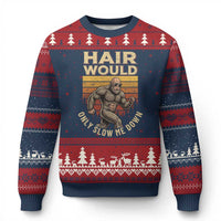 Funny Bald Bigfoot Ugly Christmas Sweater Hair Would Only Slow Me Down
