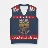 Funny Bald Bigfoot V-Neck Knit Sweater Vest Hair Would Only Slow Me Down
