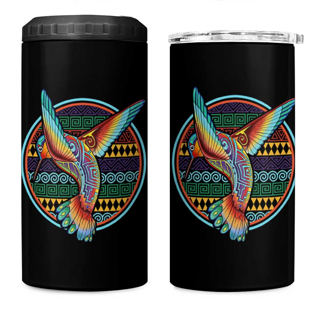 Colorful Geometric Tribal Hummingbird 4 in 1 Can Cooler Tumbler Southwest Pattern Graphic