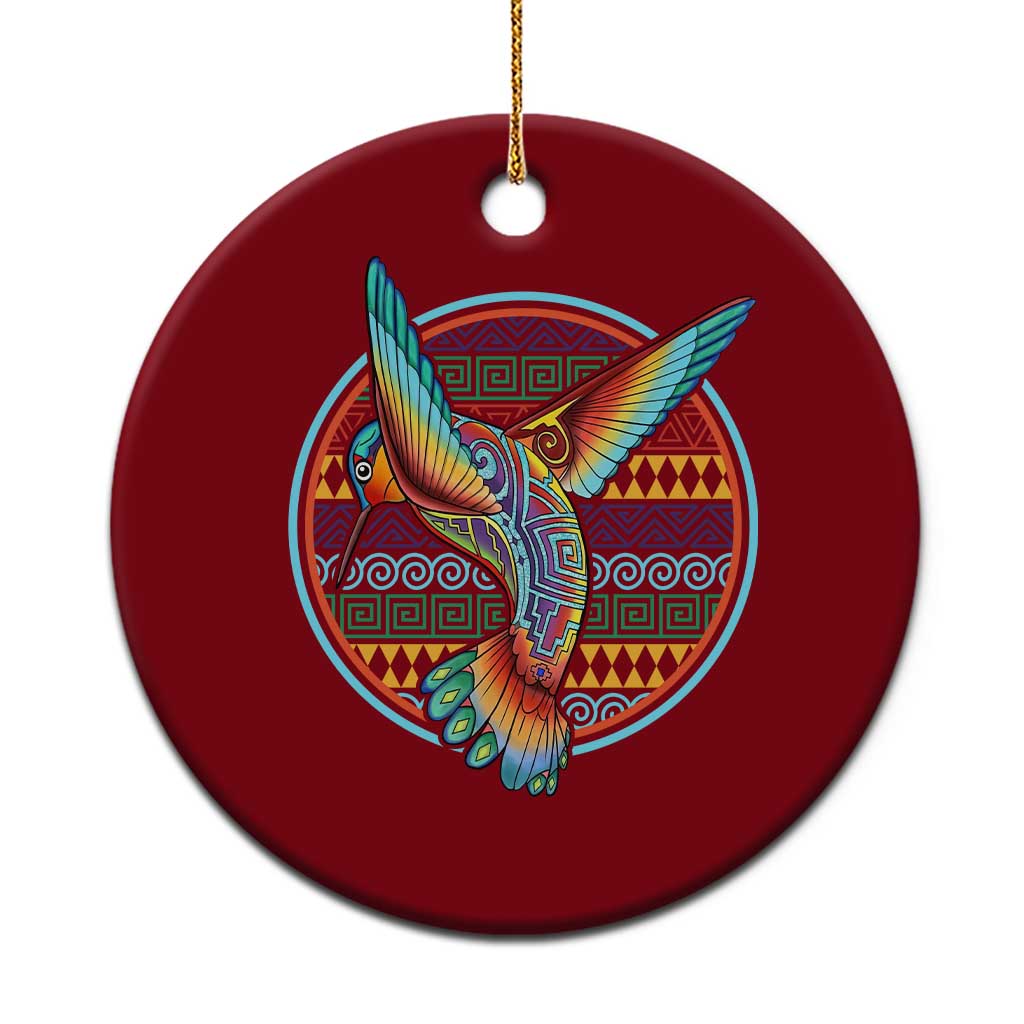 Colorful Geometric Tribal Hummingbird Ceramic Ornament Southwest Pattern Graphic