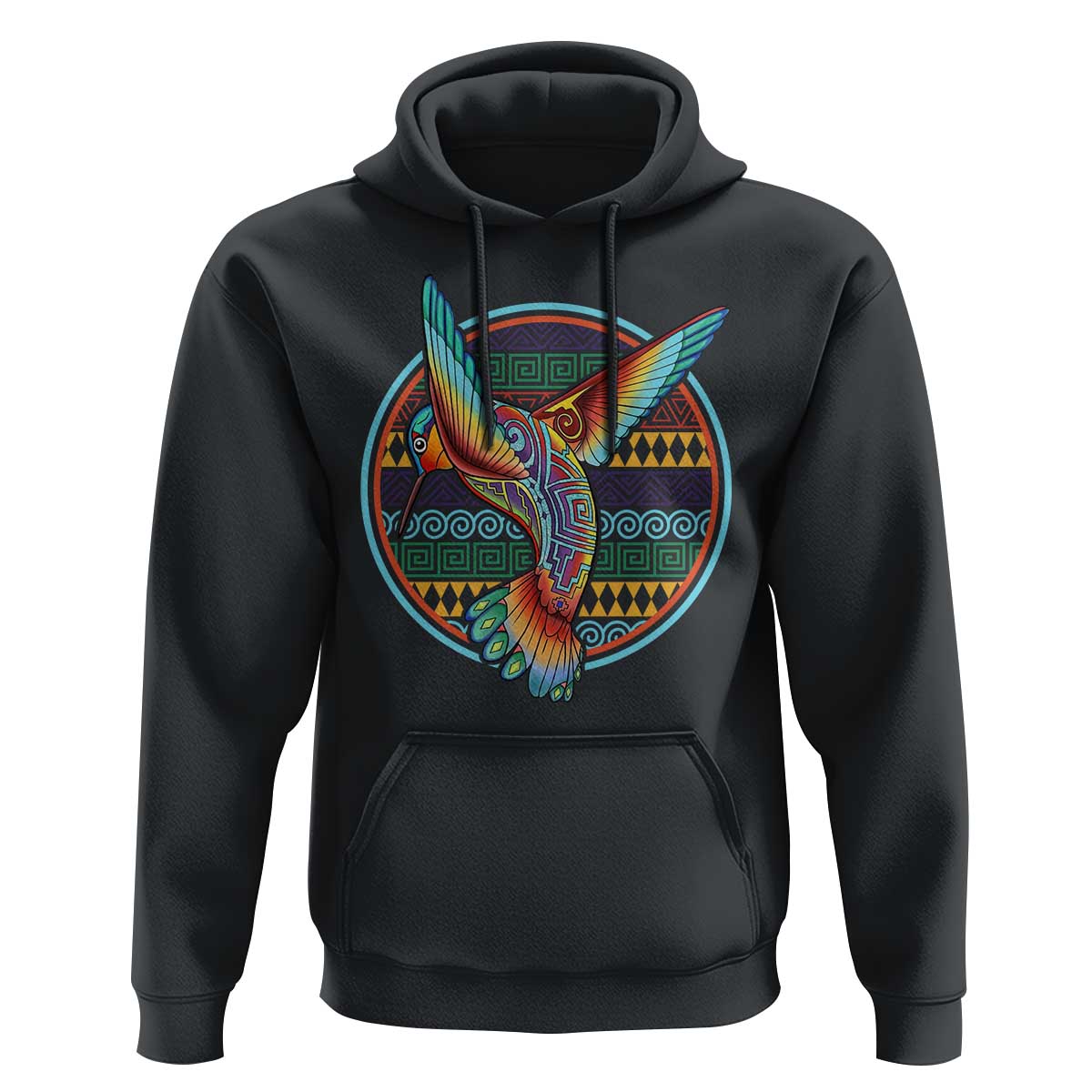 Colorful Geometric Tribal Hummingbird Hoodie Southwest Pattern Graphic