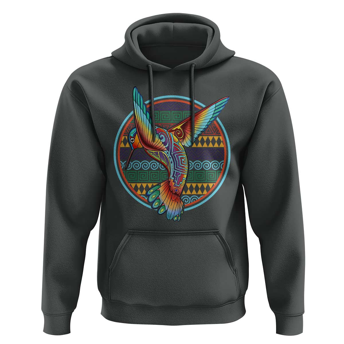 Colorful Geometric Tribal Hummingbird Hoodie Southwest Pattern Graphic