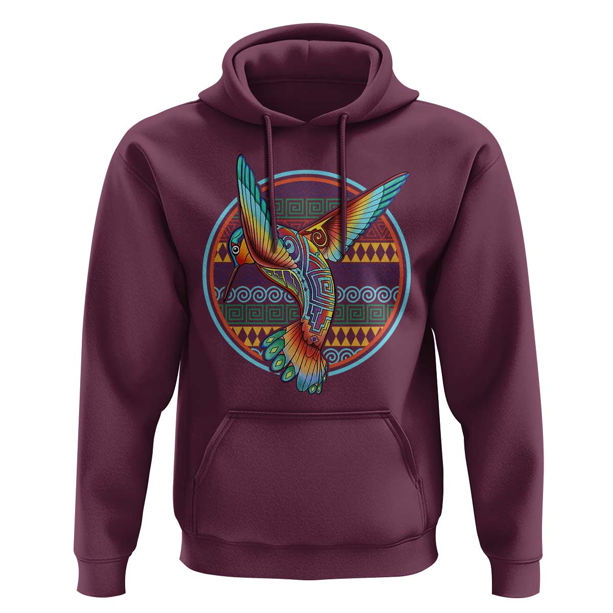 Colorful Geometric Tribal Hummingbird Hoodie Southwest Pattern Graphic