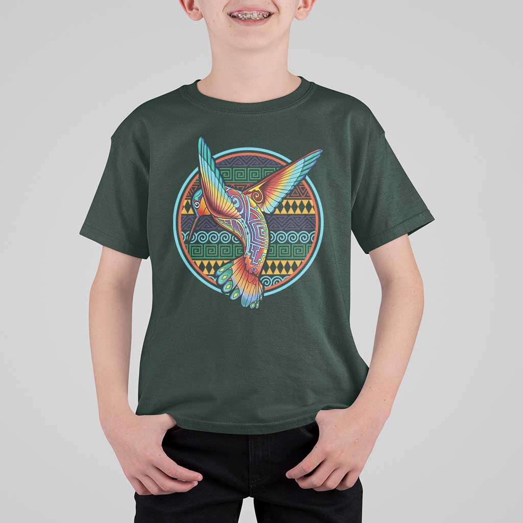 Colorful Geometric Tribal Hummingbird T Shirt For Kid Southwest Pattern Graphic
