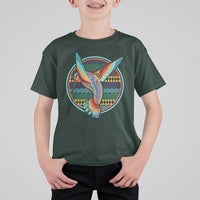 Colorful Geometric Tribal Hummingbird T Shirt For Kid Southwest Pattern Graphic