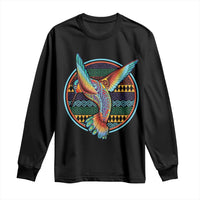 Colorful Geometric Tribal Hummingbird Long Sleeve Shirt Southwest Pattern Graphic