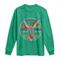 Colorful Geometric Tribal Hummingbird Long Sleeve Shirt Southwest Pattern Graphic