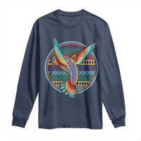 Colorful Geometric Tribal Hummingbird Long Sleeve Shirt Southwest Pattern Graphic