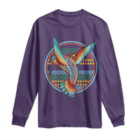 Colorful Geometric Tribal Hummingbird Long Sleeve Shirt Southwest Pattern Graphic