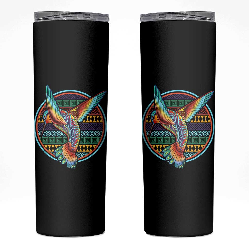 Colorful Geometric Tribal Hummingbird Skinny Tumbler Southwest Pattern Graphic