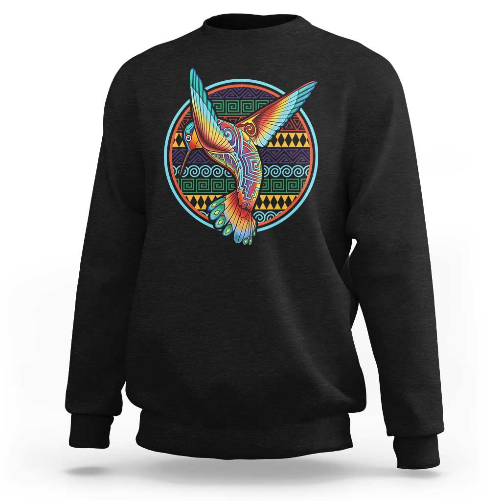 Colorful Geometric Tribal Hummingbird Sweatshirt Southwest Pattern Graphic