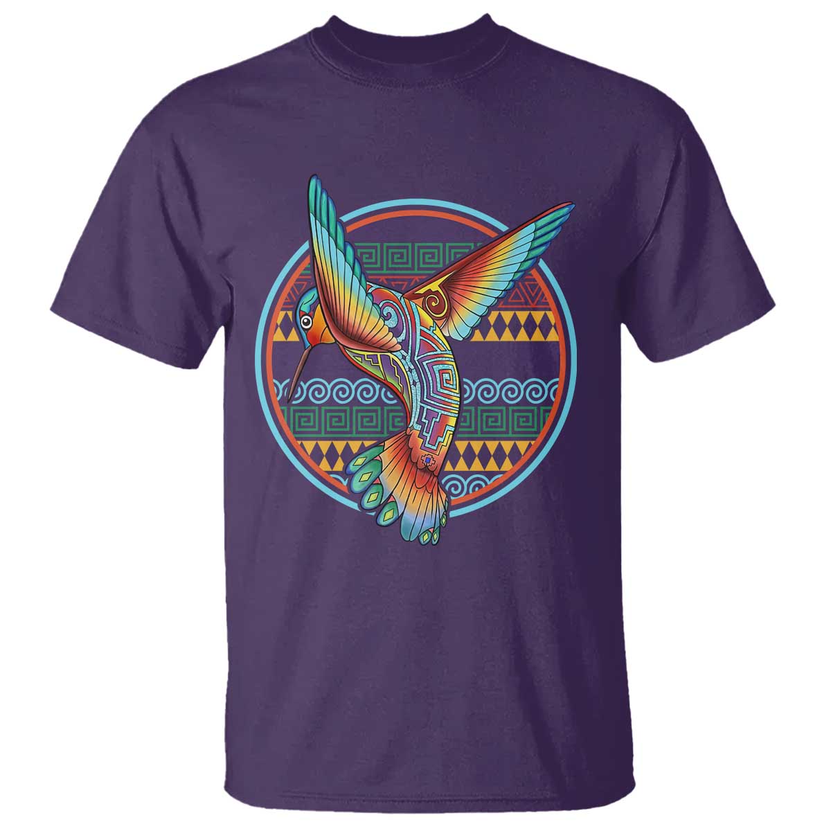 Colorful Geometric Tribal Hummingbird T Shirt Southwest Pattern Graphic