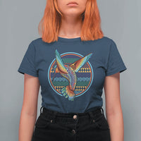 Colorful Geometric Tribal Hummingbird T Shirt For Women Southwest Pattern Graphic
