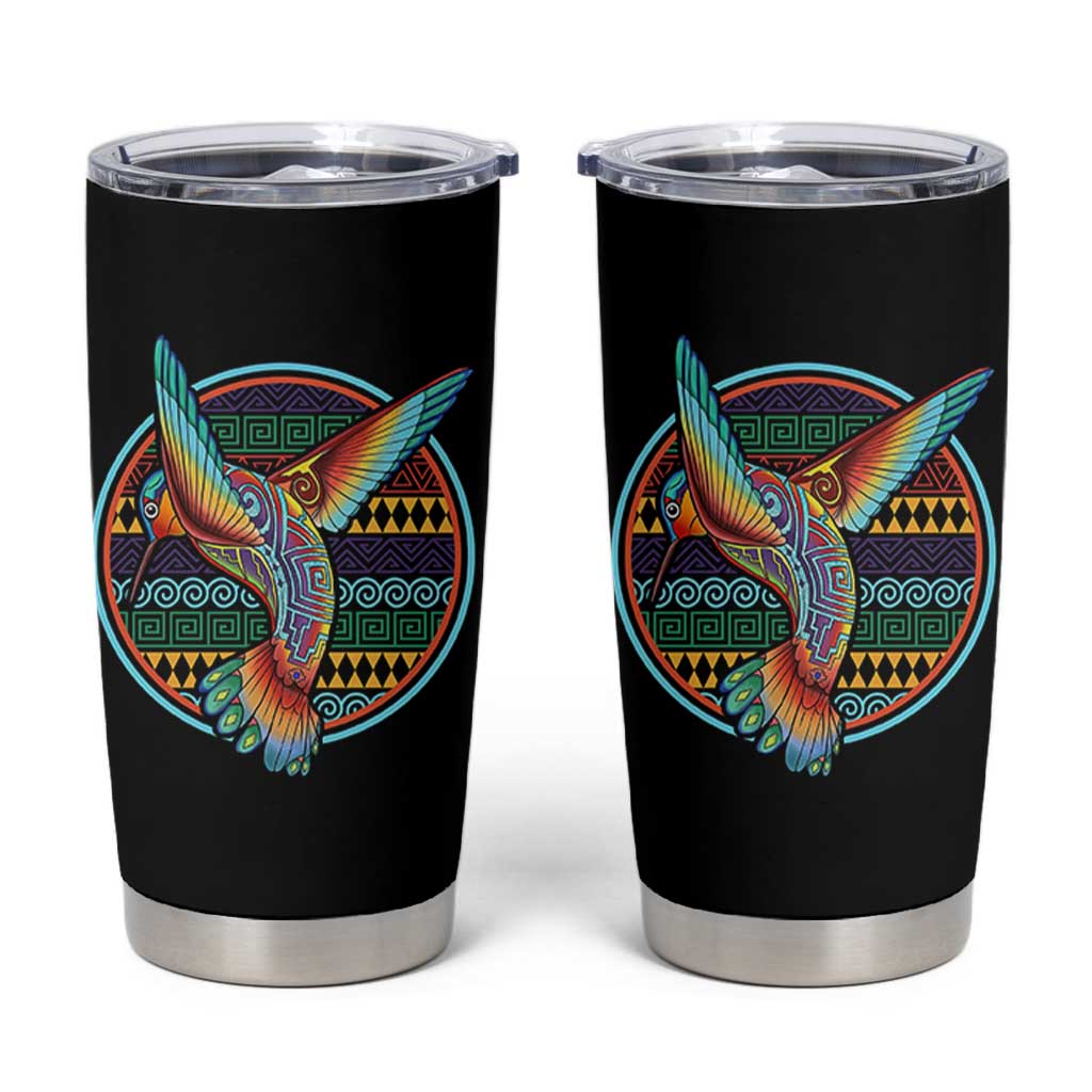 Colorful Geometric Tribal Hummingbird Tumbler Cup Southwest Pattern Graphic