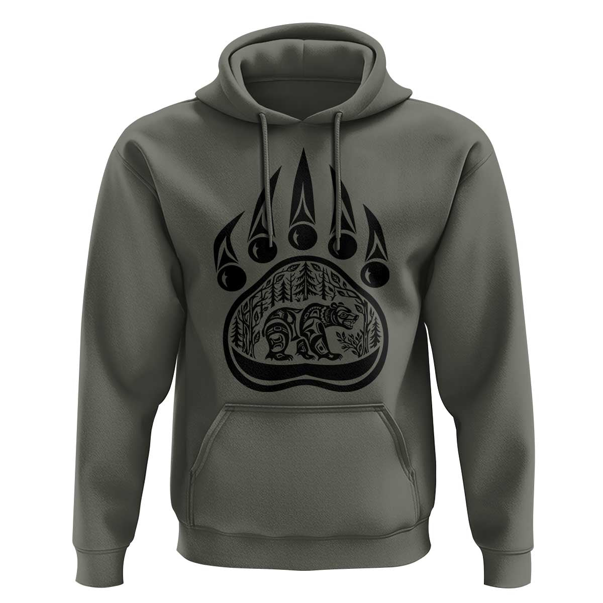 Native Inspired Alaska Grizzly Bear Hoodie Pacific Northwest Pride
