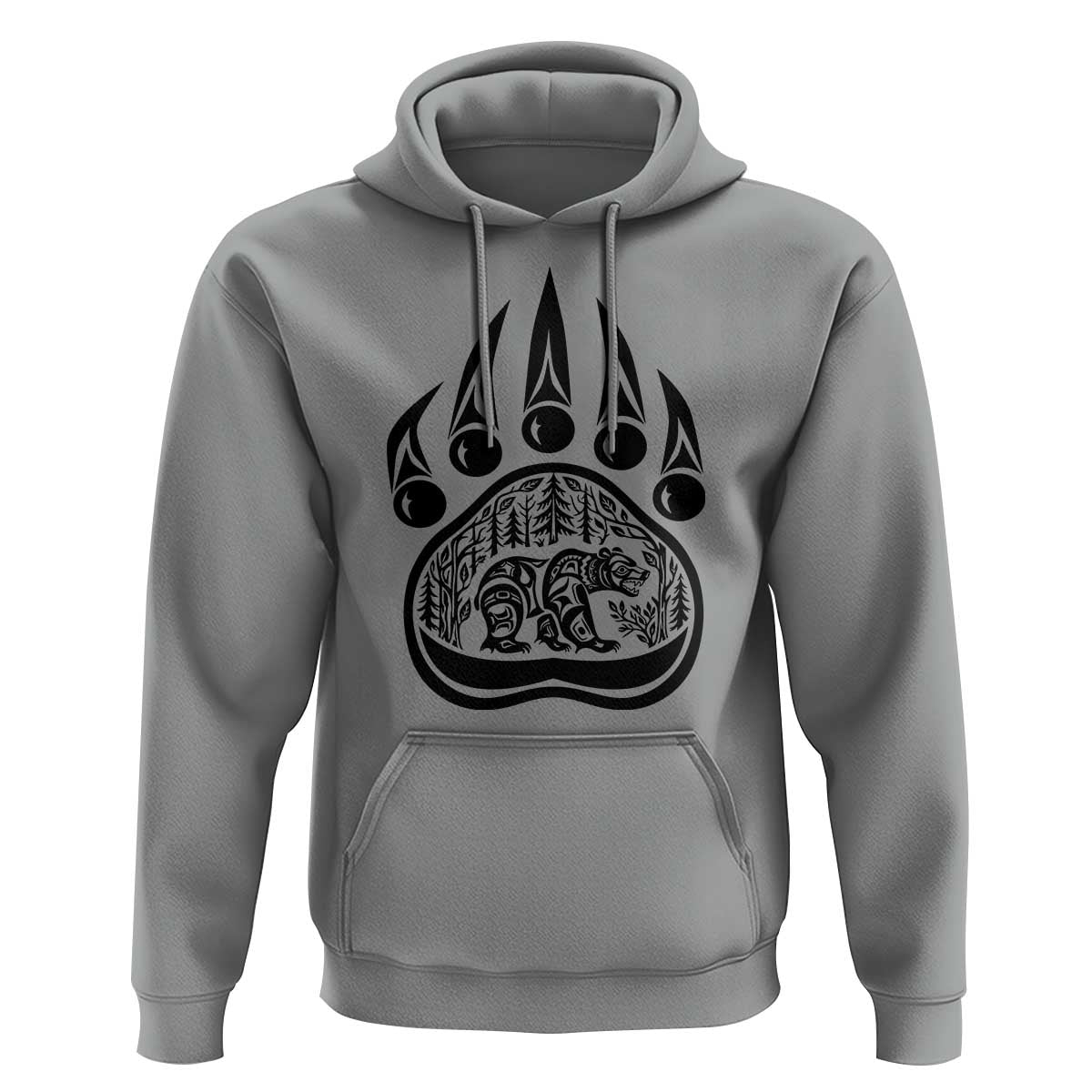 Native Inspired Alaska Grizzly Bear Hoodie Pacific Northwest Pride