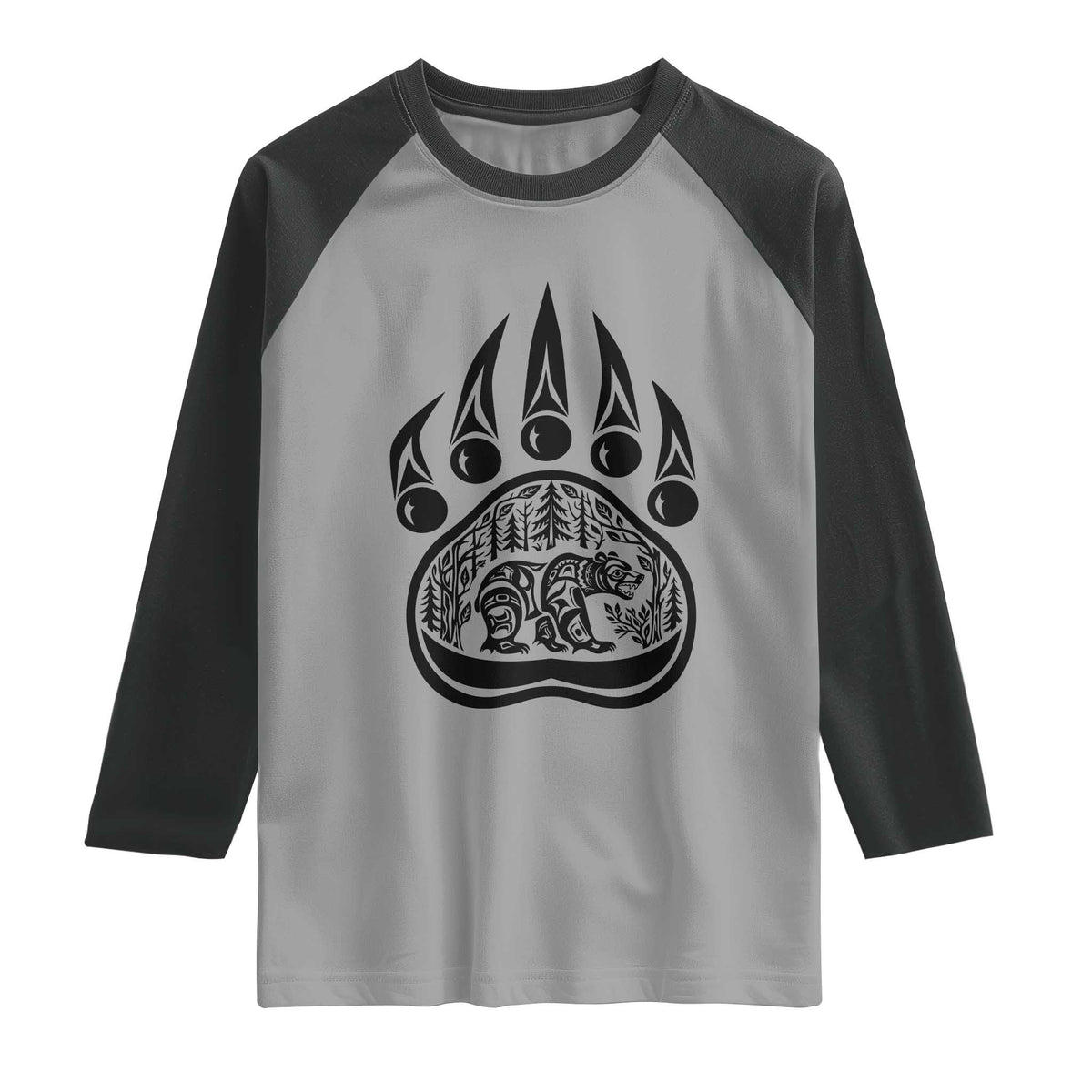 Native Inspired Alaska Grizzly Bear Raglan Shirt Pacific Northwest Pride